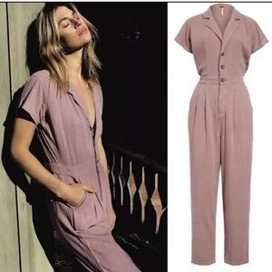 Free People Margot Jumpsuit in Mauve XS